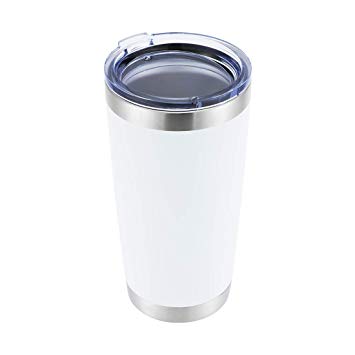 DOMICARE 20oz Stainless Steel Tumbler with Lid, Double Wall Vacuum Insulated Travel Mug, Durable Powder Coated Insulated Coffee Cup, 1 Pack, White