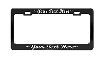 BLACK Personalized Customazible Script Metal High Quality License Plate Frame
