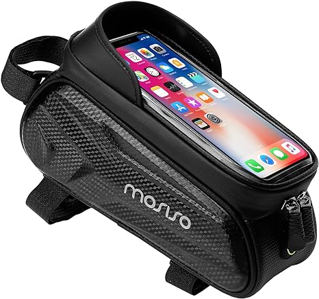 MOSISO Bike Bag Phone Front Frame Bag, Waterproof EVA Bike Handlebar Bag, 1.5L Bicycle Bag Bike Top Tube Phone Holder Mount Case Cycling Storage Pouch Compatible with Cell Phone under 6.5 inch, Black