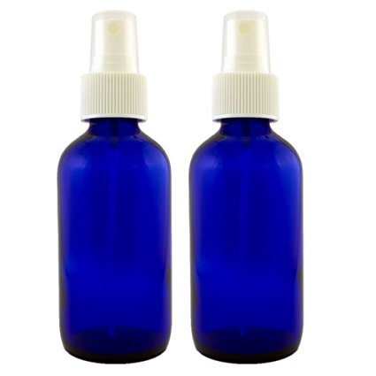 Blue 4oz Glass Bottle with Pump for Essential Oils (Pack of 2)