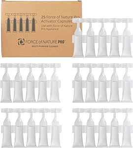 Force of Nature Pro Activator Capsules - Eco-Friendly All Purpose Cleaner Refill - Disinfectant, Sanitizer, Deodorizer Bulk Supplies for School, Office, Hospital - 25 Count, 10ml Each