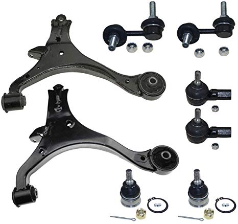 DLZ 8 Pcs Front Suspension Kit-2 Lower Control Arm Ball Joint 2 Outer Tie Rod End 2 Sway Bar Compatible with Honda Civic 1.7L 2001-2005/ Honda Civic 1.3L 2003-2005/ Acura EL 2001-2005 K640288 K640287