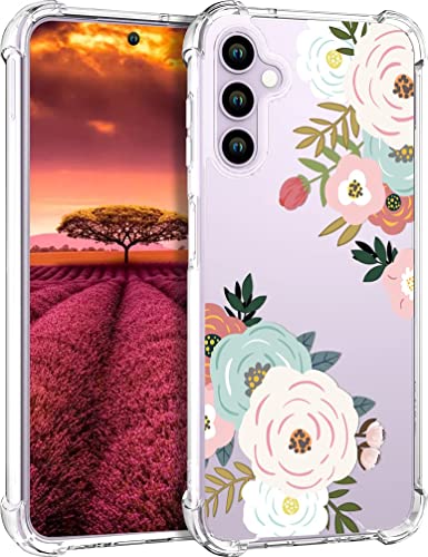 Topgraph Samsung Galaxy S23 Case Clear for Women Flower Floral Cute Girly Designer Girls, Silicone Transparent Phone Case Floral Design Compatible with Samsung Galaxy S23 (Kawaii Spring Flowers)