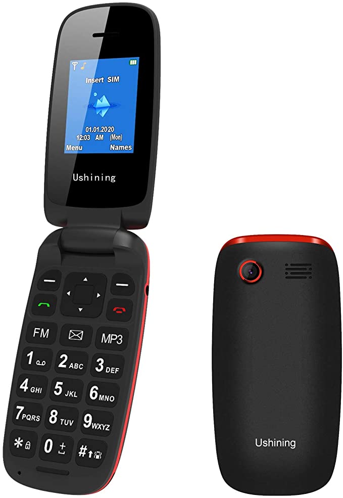 Ushining Unlocked Flip Phone 3G Big Button Large Volume Flip Phones Unlocked Canada for Kids Seniors or Backup Phone (Black)