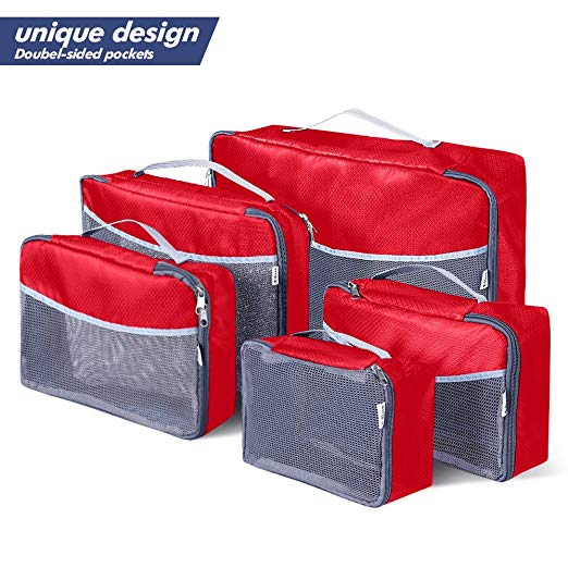 5 Set Travel Luggage Organizer-Double Sided Carryon Lightweight Packing Cubes …