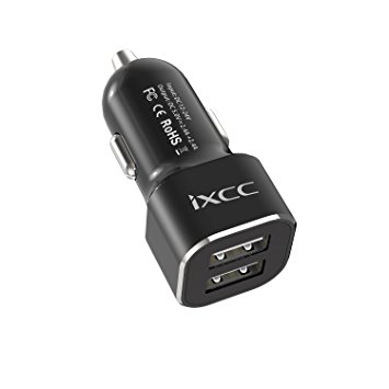 iXCC 24W/4.8A 2 Port Car Charger, Fast Car Charger Adapter for iPhone 7s 6s Plus, USB Car Charging Port for Galaxy S8  S7 S6 Edge, iPad Pro Air mini, Note 5, LG,and More - Black