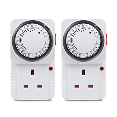 HBN 24 Hour Plug-In Energy Saving Programmable Mechanical Timer Switch,2 Pack