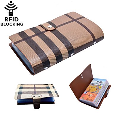 96 Card Slots RFID Blocking Credit Card Holder Leather Multi Business Card Cases