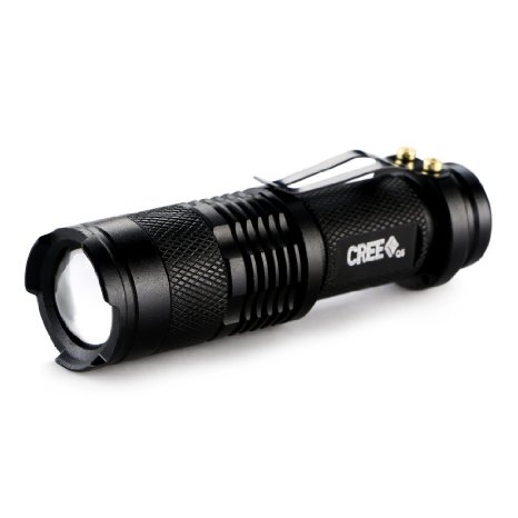 Fashion Outlet Black Mini 400-lumen Bright CREE Q5 LED Adjustable Zoom Focus Flashlight Torch