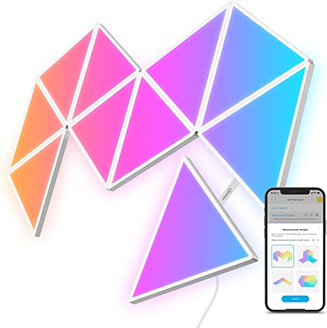 Govee Triangle Light Panels, RGBIC Tri Lights, Glide Wall Light Decor, Multicolor Effects, Music Sync, DIY Design, Smart WiFi App Control, Works with Alexa & Google Assistant for Room, Gaming, 10 Pack