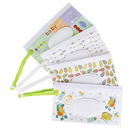 Qotone Baby Wipe Holders for Baby Wipes, Wipes Dispenser Pouch Refillable, Reusable Wet Wipes Case Pouch Travel Office Home Use