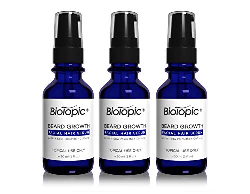 Biotopic Natural Beard Growth Formula for Men | Professional Facial Hair Growth Serum | Fragrance and Oil Free (3 Month Supply)