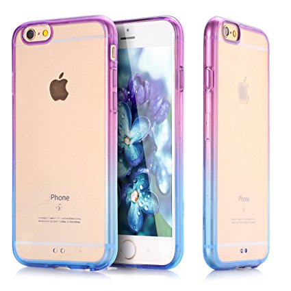 iPhone 6 Case,LUOLNH(R) iPhone 6/6s Cover Colorful Clear Shell Slim Case Translucent Impact Resistant Flexible TPU Soft Bumper Case Protective Shell for iPhone 6/6s 4.7 inch (Purple /Blue)