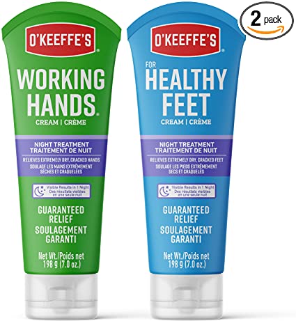 O'Keeffe's Working Hands Hand Cream, 7 Ounce Tube and Healthy Feet Foot Cream, 7 Ounce Tube