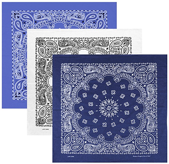 Large Bandanas 27 x 27 | Versatile Biker Rags | Classic Paisley Bandana Pattern