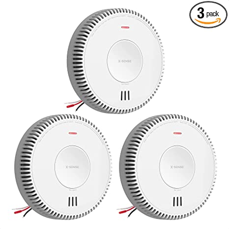 X-Sense Hardwired Combination Smoke and Carbon Monoxide Detector, Hardwired Interconnected Smoke and CO Detector Alarm with Replaceable Battery Backup, XP04, Pack of 3