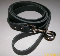 Punk Hollow Leather Dog Leash Dog Training Leash 6 ft X 1 in Black and Nickel Lifetime Guarantee