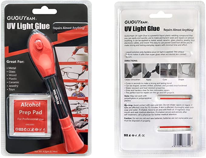 UV Light Glue Kit Clear Adhesive Liquid Plastic Welder 5 Seconds Repair Almost Anything