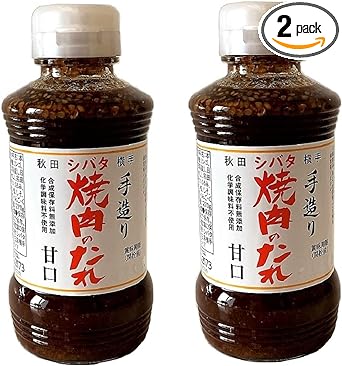 新キャップ 秋田名産 シバタ 焼肉のたれ (甘口) 270g×2本セット 手造り 無添加 瓶入