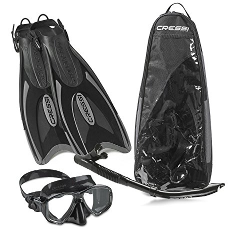 Cressi Palau Long Fins, Focus Mask, Dry Snorkel, Snorkeling Gear Package …