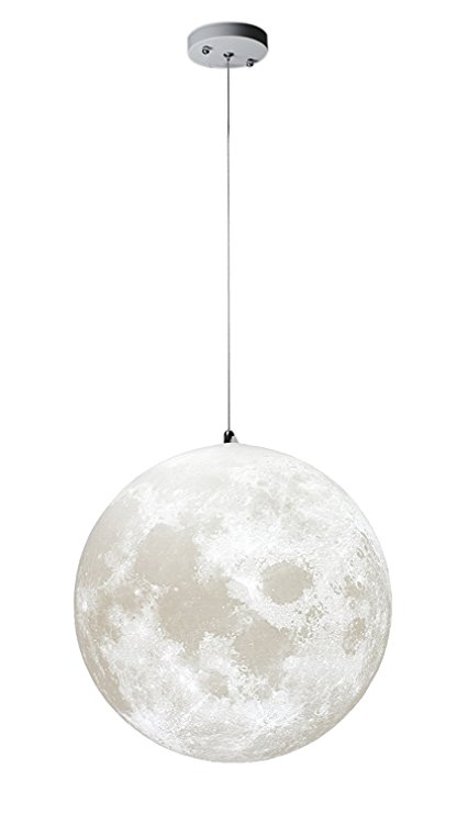 Gahaya 18" Moon Pendant Lamp 3D Printing Ceiling Light Including 3200K 6500K E26 LED Bulb
