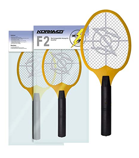 Koramzi Bug Zapper Racket Fly Swatter Mosquito Killer, Zap Mosquito Best for indoor and Outdoor Pest Control F2 (Yellow)