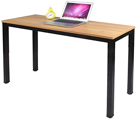 DlandHome 47 inches Medium Computer Desk, Composite Wood Board, Decent and Steady Home Office Desk/Workstation/Table, BS1-12040 Teak and Black Legs, 1 Pack