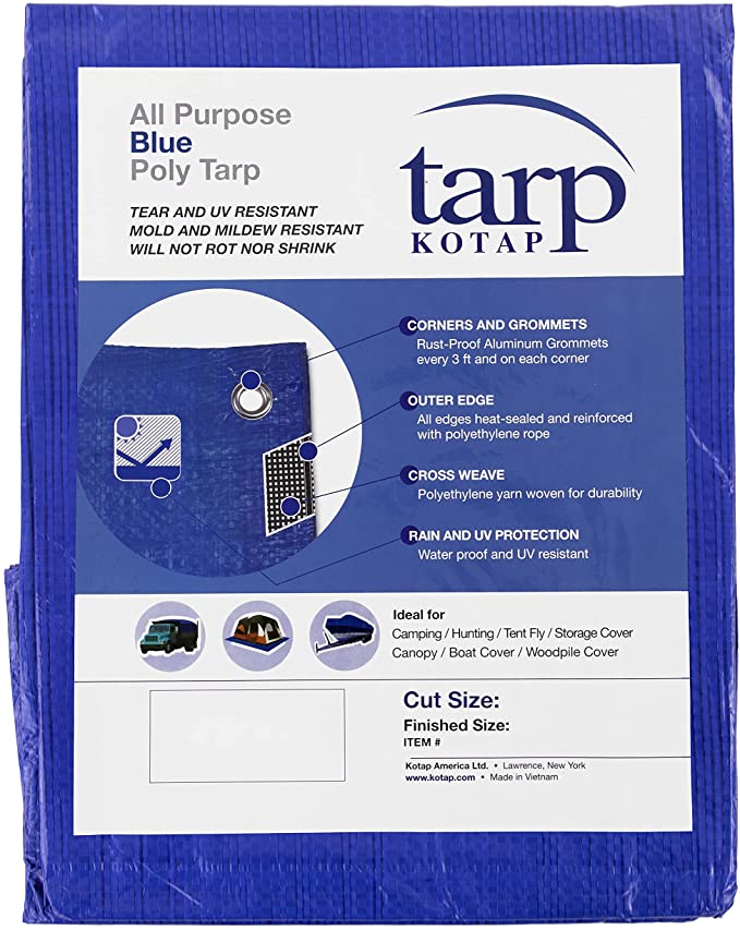 Kotap 12-ft x 20-ft General Purpose Blue Poly Tarp, Item: TRA-1220