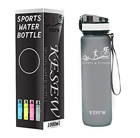 KESEW Fruit Infuser Water Bottle-36 oz/1Liter-Leak Proof -Eco Friendly & BPA Free Tritan Bottle-One Click Flip top-Free Flow Carrying Strap.