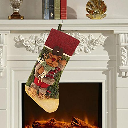 Codream 18" Classic Christmas Stockings Felt Applique Décor Stocking XmasDecor (Reindeer)