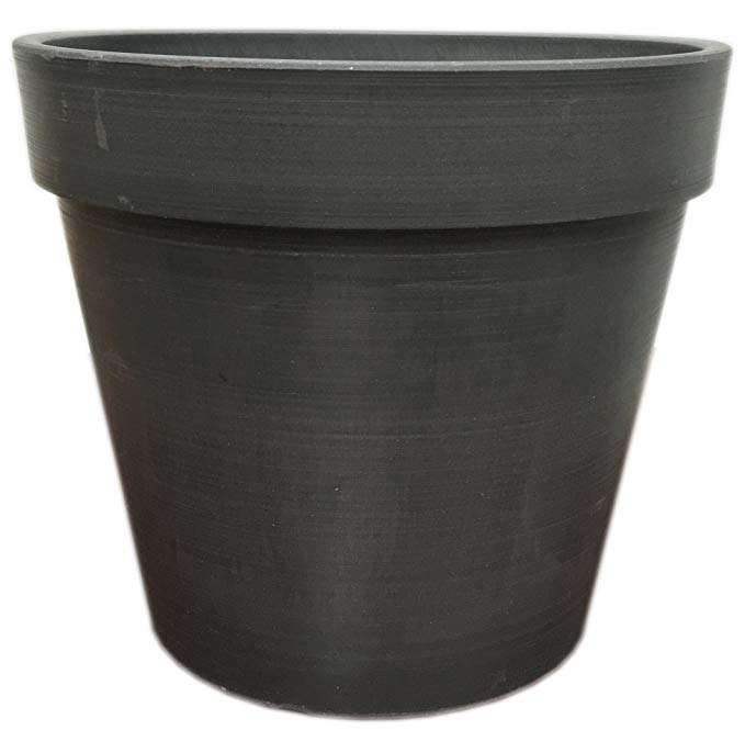 Spigo Contemporary UV-Protected Resin Flower Pot, 10-Inches, Charcoal