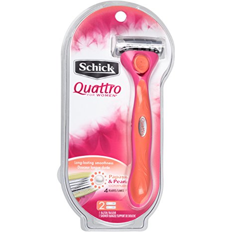 Schick Quattro for Women Razor with 2 Ultra Smooth Razor Blade Refills Enhanced with Papaya and Pearl Complex
