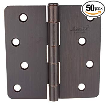 GlideRite Hardware 4014-ORB-50 4 inch Steel Door Hinges 0.25-inch Radius Oil Rubbed Bronze Finish 50 Pack