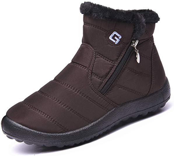 Ginjang Women Winter Snow Boots Warm Ankle Boots Anti-Slip Waterproof Winter Shoes Slip On Booties Sneakers