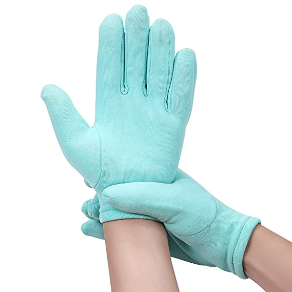 Moisturizing Gloves Silicone Gloves & Gel Spa Gloves Moisturizing Whitening Exfoliating Beauty Hand Mask Hands Skin Care Cracked Dry Skin Treatment,Dry Hands for Men and Women - Light Blue