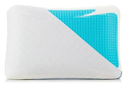 Cooling Pillow – Blue Gel Memory Foam Bed Pillows for Sleeping Cool – Includes High Tech Hypoallergenic Heat Dispersing Fabric Cooling Pillow Protector Cover with Zipper and Unique Ergonomic Design