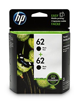 HP 62 Black Original Ink Cartridges, 2 Cartridges (T0A52AN)