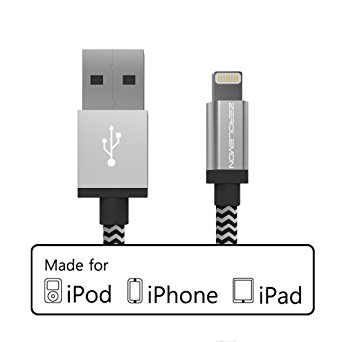 ZeroLemon Lightning to USB Rugged Nylon Cable - 10 Feet (3 Meter) - Rugged White / Black [Apple MFi Certified]