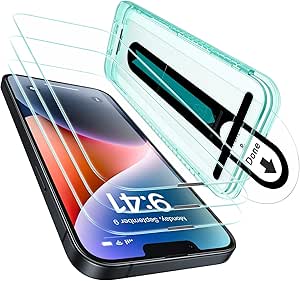 ESR 3 Pack for iPhone 14 / iPhone 13 / iPhone 13 Pro Screen Protector, [9H Hardness] [Military Grade Shatterproof] Tempered Glass Film with Flawless Fit Tray