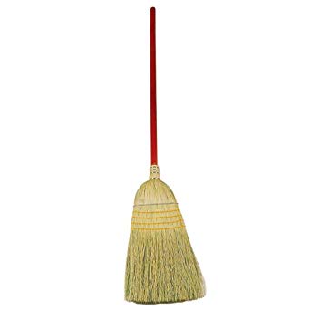 Rubbermaid Commercial Warehouse Heavy-Duty Corn Broom, 1 1/8 Inch Wood Handle, Orange (FG638400ORAN)