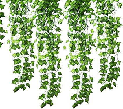 GoFriend 18 Strands (124.2 Feet) Artificial Ivy Garland Foliage Green Leaves Fake Hanging Vine Plant for Wedding Party Garden Wall Decoration (18 Pack)