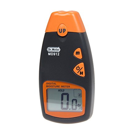 Dr.meter Digital Wood Moisture Meter with 2 Spare Sensor Pins(Range: 2%-70%, Accuracy: +/-0.5%)