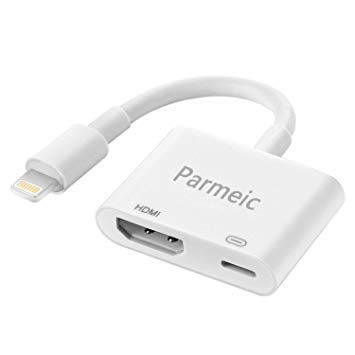 Parmeic Compatible with iPhone to HDMI Adapter Cable, Digital AV Adapter 1080p HD TV Connector Cable Compatible with iPhone Xs Max XR 8 7 6Plus, iPad, iPod to TV Projector Monitor (White)