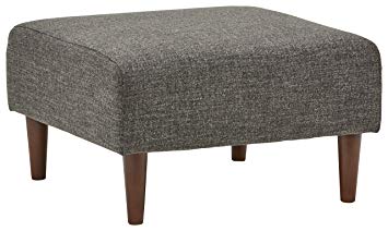 Rivet Ava Mid-Century Ottoman, 26" W, Dark Grey