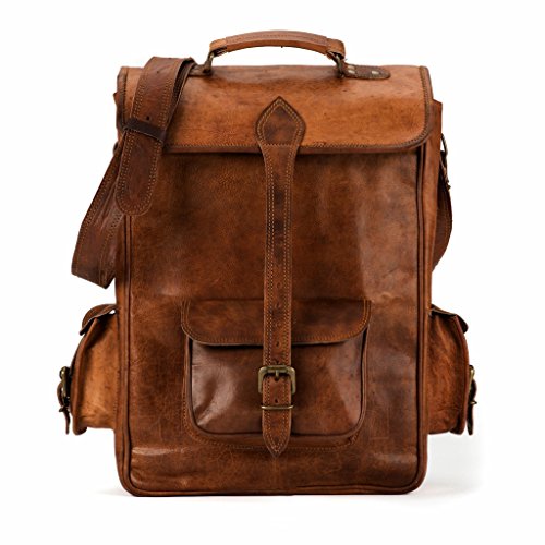 Handmade Vintage styled leather laptop school backpack