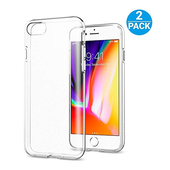 iPhone 8 Case ,iPhone 7 Case - Pohopa Slim Rugged Crystal TPU Case [2 Packs, Clear] with Scratch Resistant / Enhanced Hand Grip and Hybrid Drop Protection for Apple iPhone 7 / 8 Smart Phone (Crystal Clear)