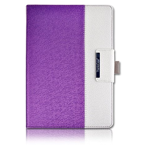 iPad Pro 12.9 Case (Compatible with 2017 and 2015 Model), Thankscase Business Rotating Case Cover, Swivel Case Build-in Pencil Holder and Wallet Pocket and Hand Strap for iPad Pro. (Victorian Purple)
