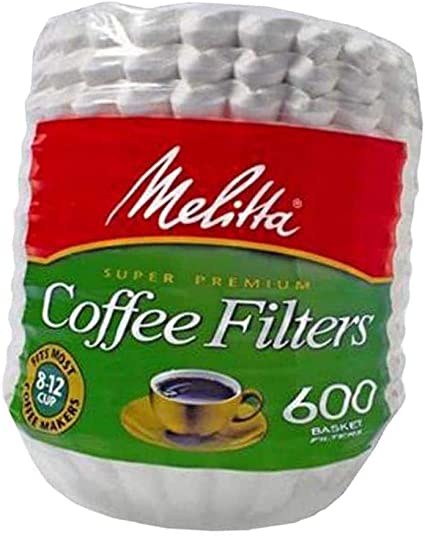 Coffee Filters, Basket, Pack of 600, White, 8-12 Cups