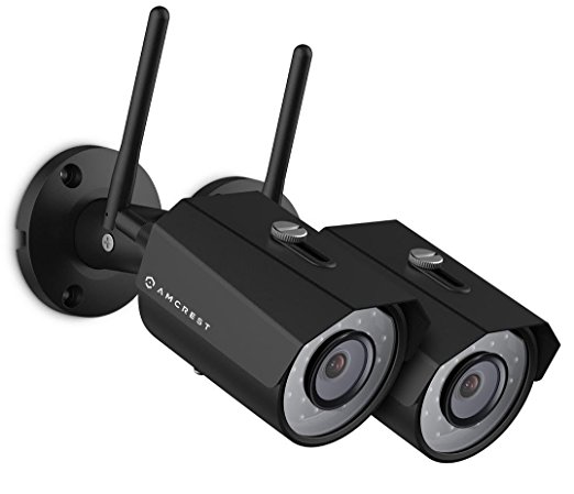 2-Pack Amcrest ProHD Outdoor 3-Megapixel (2304 x 1296P) WiFi Wireless IP Security Bullet Camera - IP67 Weatherproof, 3MP (1080P/1296P), IP3M-943B (Black)