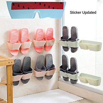 Wall Mounted Shoes Rack 6 PCS, Sticky Shoe Storage Organizer Nail Free, Small Self Adhesive Shoe Shelf Holder, Door Shoe Hangers Without Hole By COZYWELL